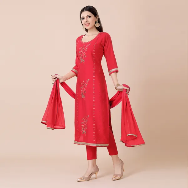 Vermilion_Hot_Red_Silk_Embellished_Embroidered_Suit_Set_|_For_Women