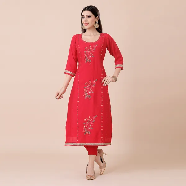 Vermilion_Hot_Red_Silk_Embellished_Embroidered_Suit_Set_|_For_Women