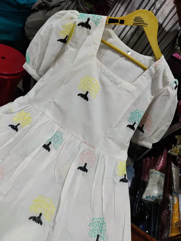 White_Cotton_Regular_Dress_For_Women