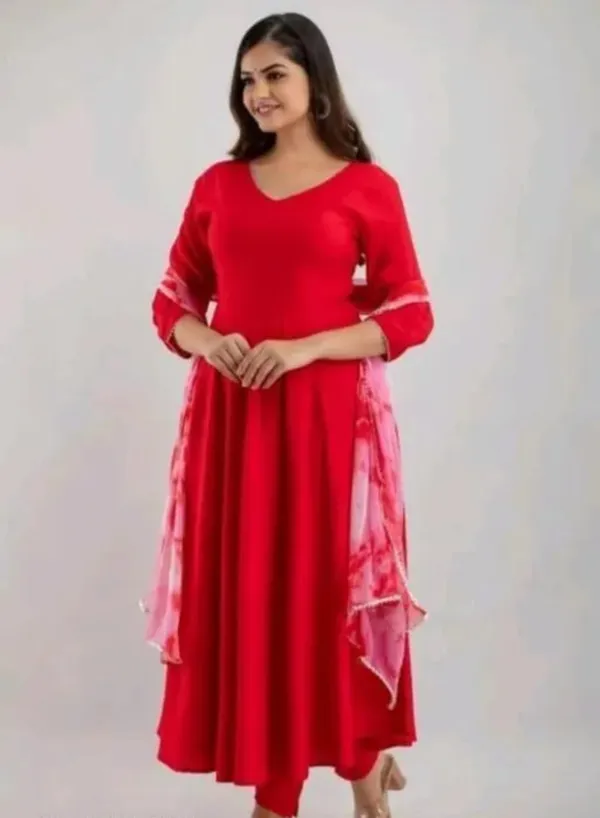 Red_Cotton_Regular_Kurta_Set_For_Women