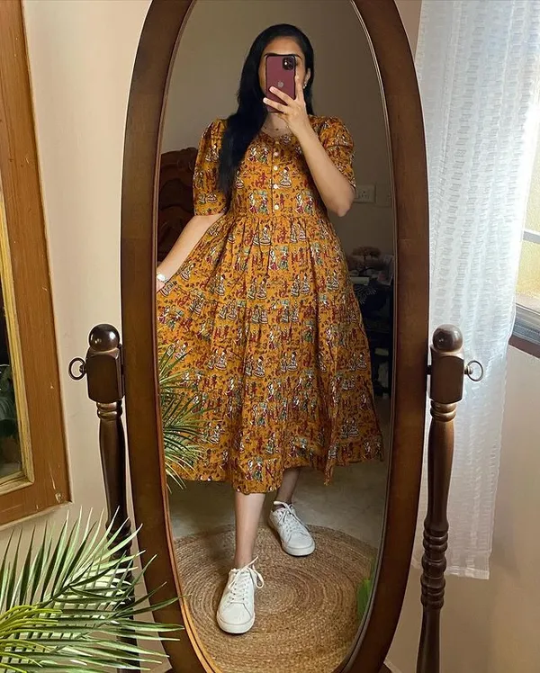 Musturd_Yellow_Cotton_Regular_Dress_For_Women
