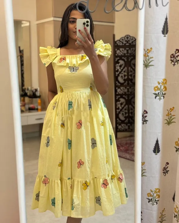 Yellow_Cotton_Regular_Dress_For_Women