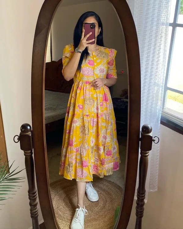 Yellow_Cotton_Regular_Dress_For_Women
