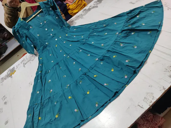 Teal_Blue_Cotton_Regular_Dress_For_Women