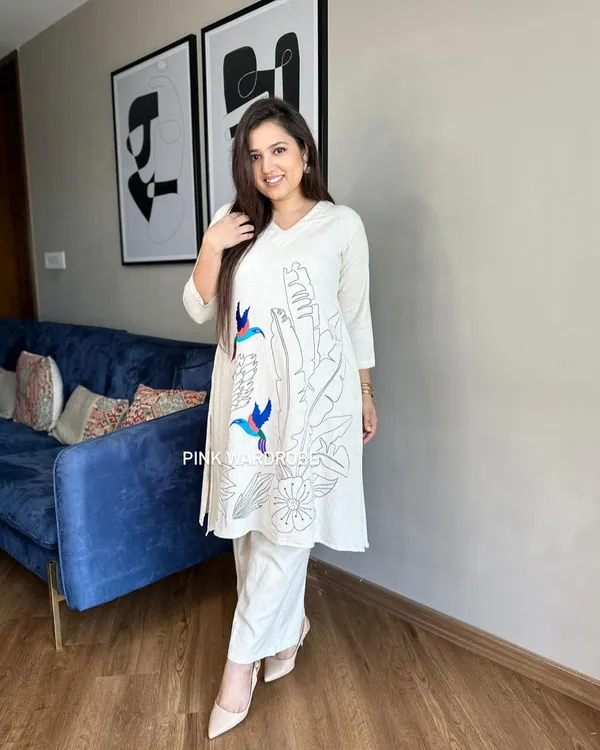 Off_White_Cotton_Regular_Dress_For_Women