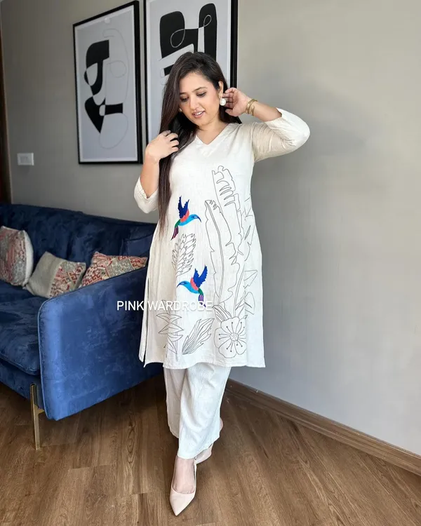 Off_White_Cotton_Regular_Dress_For_Women