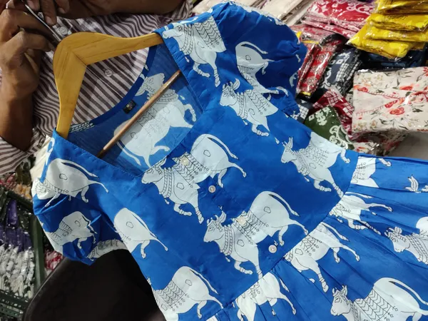 Blue_Cow_Print_Cotton_Midi_Dress