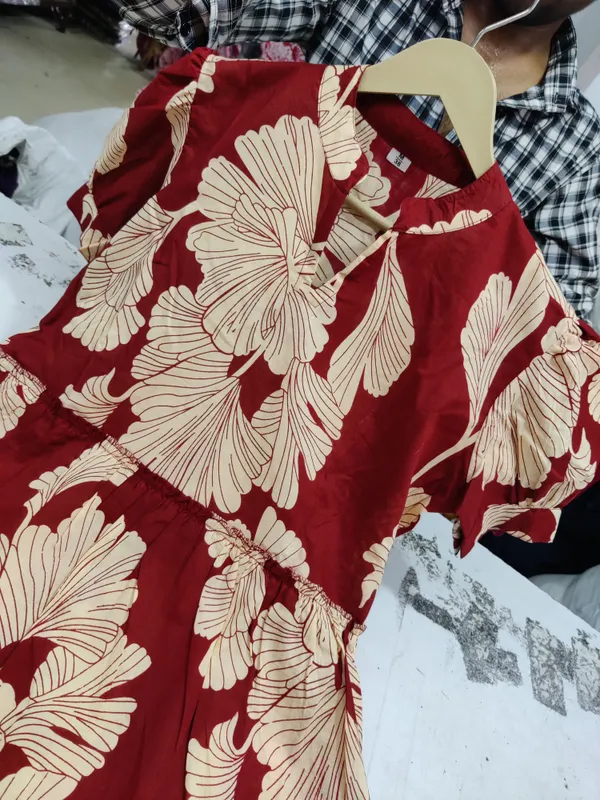 Maroon_Ginkgo_Leaf_Cotton_Midi_Dress