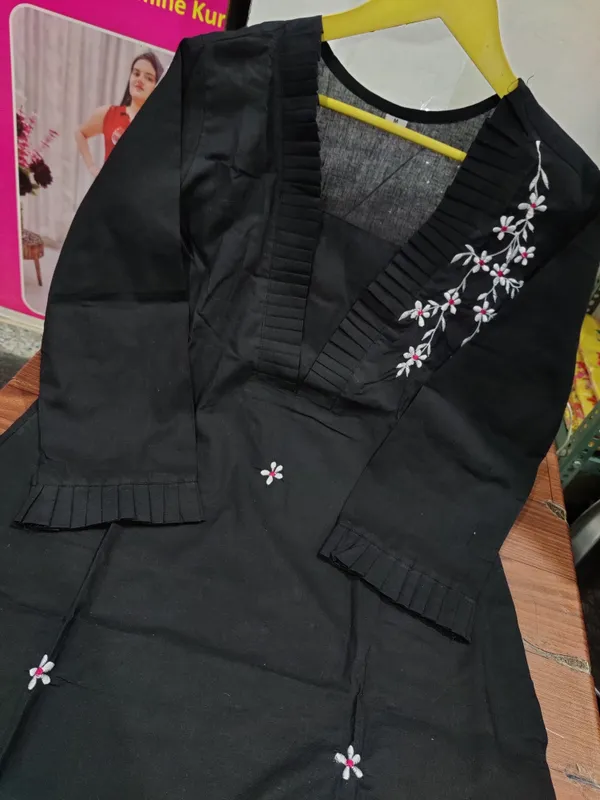 Black_Cotton_Regular_Kurta_Set_For_Women