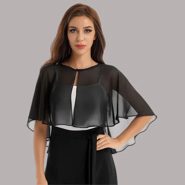 Black_Georgette_Stylish_Poncho_Shrug_For_Women
