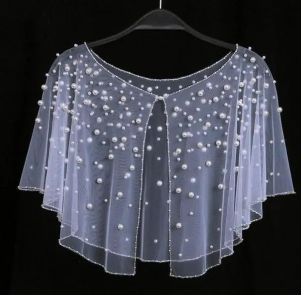 White_Pearls_Luxury_Jacket_Short_Poncho_For_Women