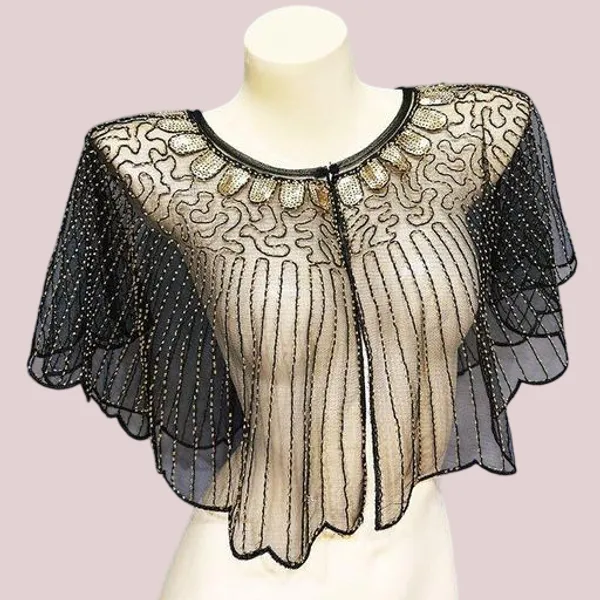 Black_Sequins_Cape_Poncho_Evening_Shawl_For_Women