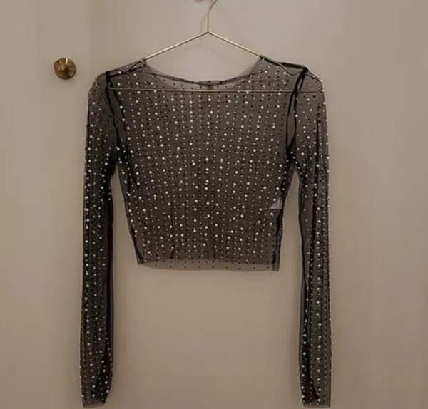 Black_Pearl_&_Rhinestone_Long_Sleeve_Mesh_Top_For_Women