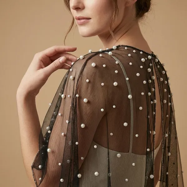 Black_Pearl_Luxury_Party_Wear_Short_Poncho_For_Women