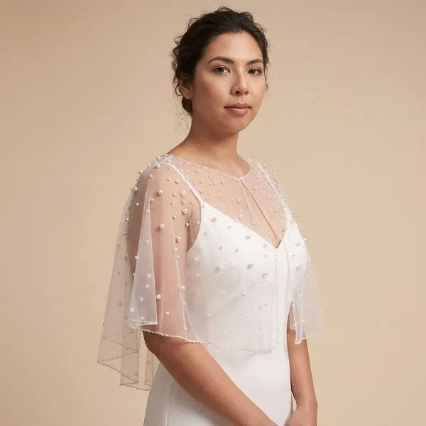 White_Pearl_Beaded_Ready_To_Wear_Bridal_Jacket_Cape_Poncho_For_Women