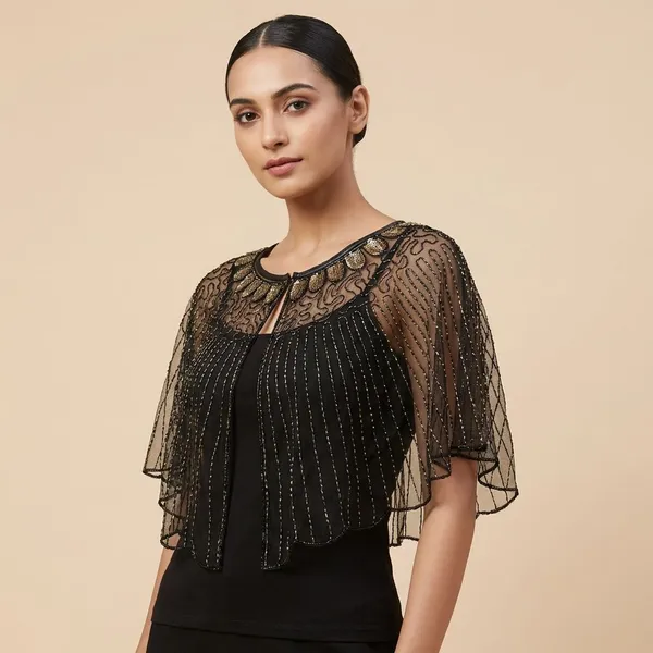 Black_Sequins_Cape_Poncho_Evening_Shawl_For_Women