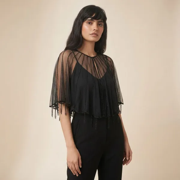 Black_Hand_Embellished_Net_Beaded_Poncho_For_Women