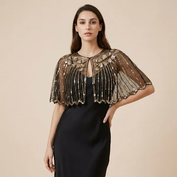 Black_Beaded_Handwork_Luxury_Poncho_And_For_Women