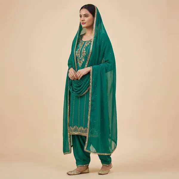 Teal_Premium_Teal_Semi-Stitched_Suit_Set_Dress_Material_For_Women