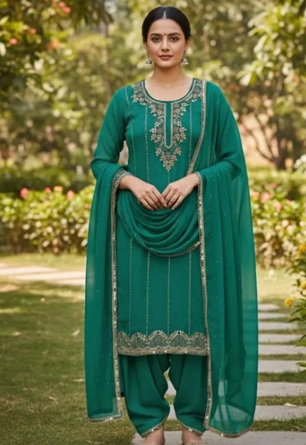 Teal_Premium_Teal_Semi-Stitched_Suit_Set_Dress_Material_For_Women