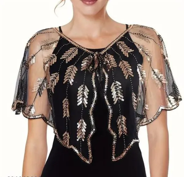 Black_Trendy_Design_Poncho_Cape_Ponchos_&_Shrugs_For_Women