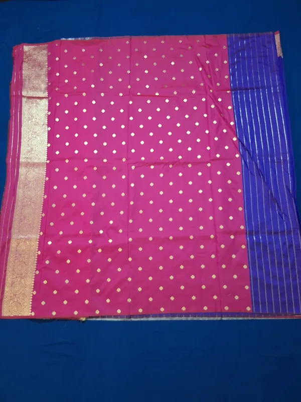 Rich_Purple_&_Rani_Pink_Banarasi_Silk_Saree_With_Unstitched_Blouse