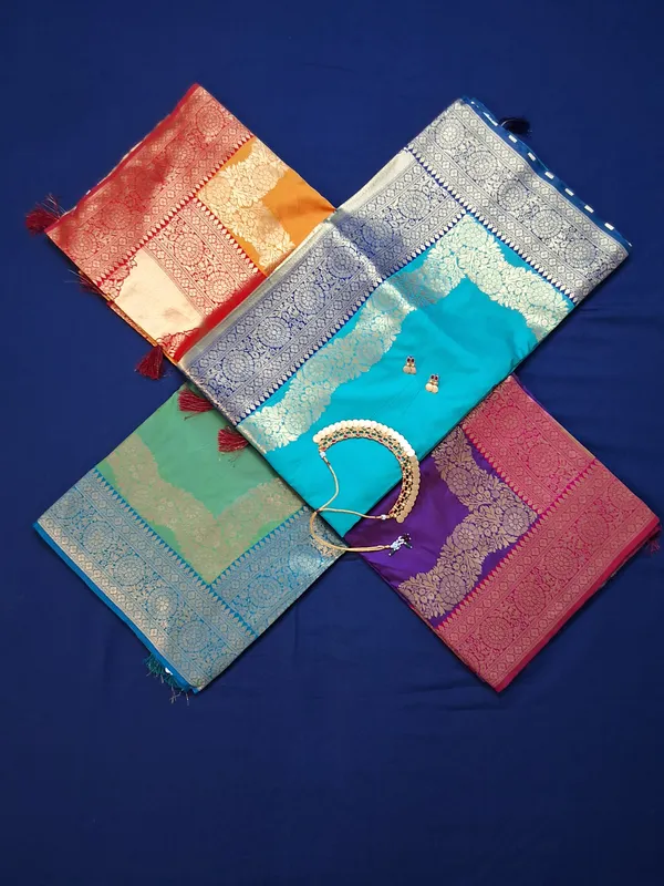 Rich_Purple_&_Rani_Pink_Banarasi_Silk_Saree_With_Unstitched_Blouse