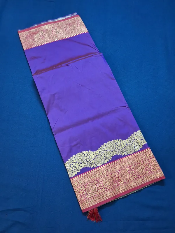 Rich_Purple_&_Rani_Pink_Banarasi_Silk_Saree_With_Unstitched_Blouse