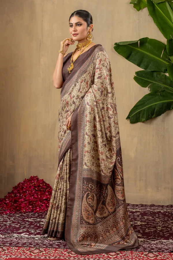 Mocha_Gold_Pashmina_Silk_Saree_With_Unstitched_Blouse