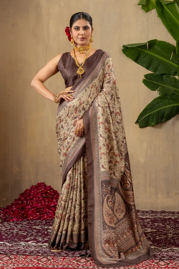 Mocha_Gold_Pashmina_Silk_Saree_With_Unstitched_Blouse