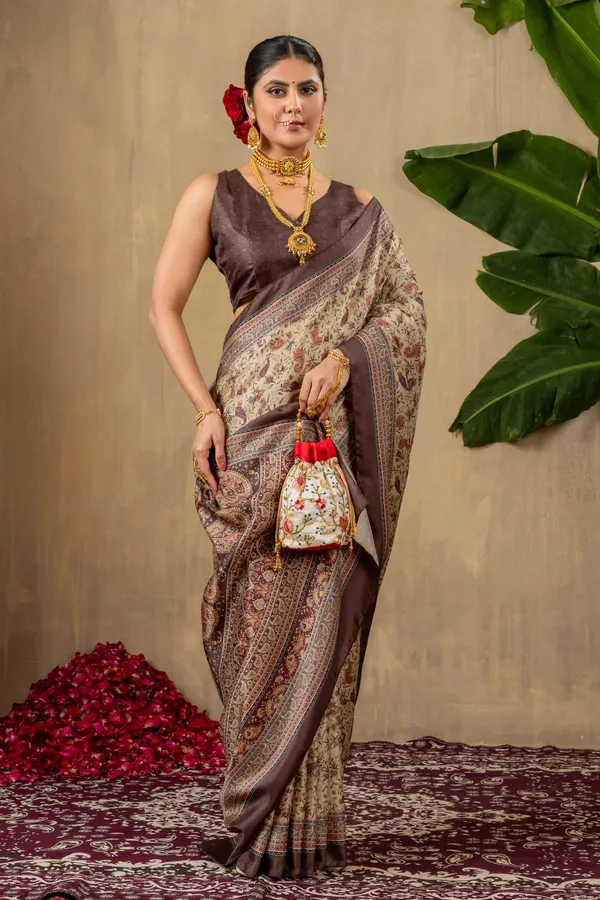 Mocha_Gold_Pashmina_Silk_Saree_With_Unstitched_Blouse