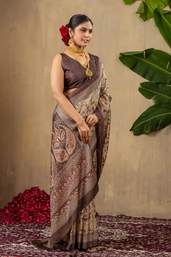 Mocha_Gold_Pashmina_Silk_Saree_With_Unstitched_Blouse