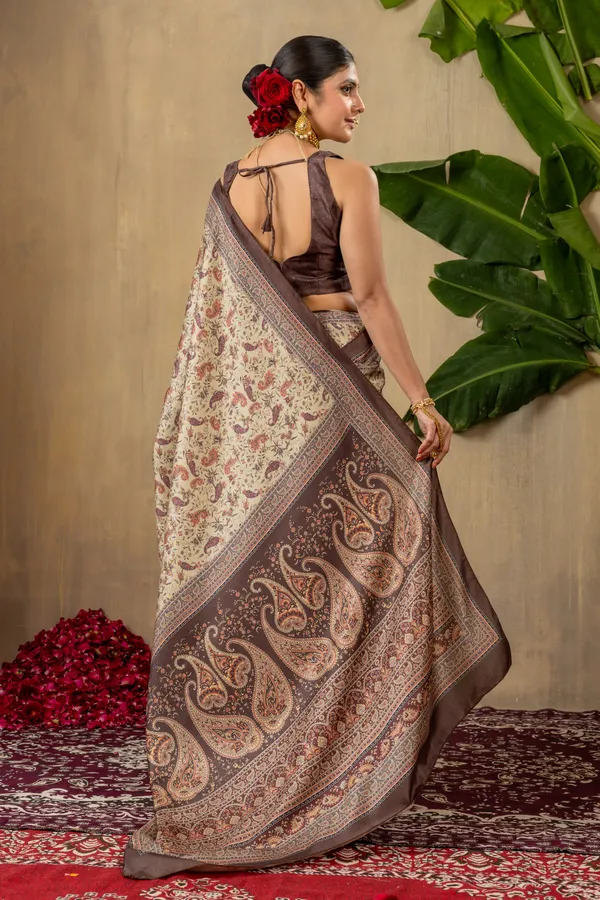 Mocha_Gold_Pashmina_Silk_Saree_With_Unstitched_Blouse