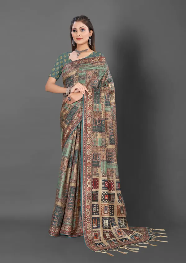 Rust_Mosaic_Kozi_Silk_Saree_With_Unstitched_Blouse