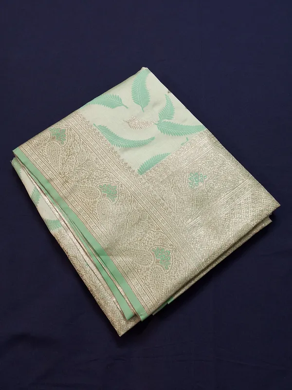Aqua_Marine_Jaquard_Silk_Saree_With_Unstitched_Blouse