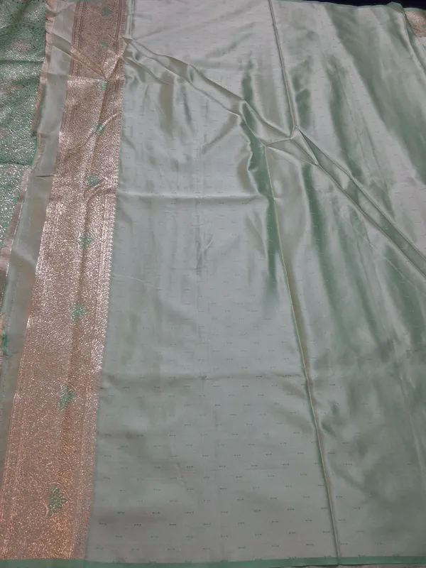 Aqua_Marine_Jaquard_Silk_Saree_With_Unstitched_Blouse