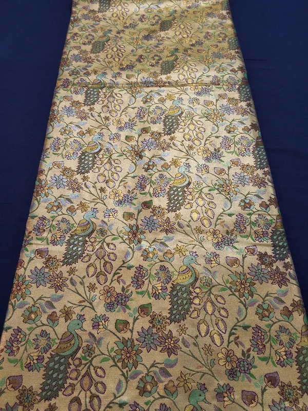Gold_&_Purple_Brocade_Silk_Saree_With_Unstitched_Blouse