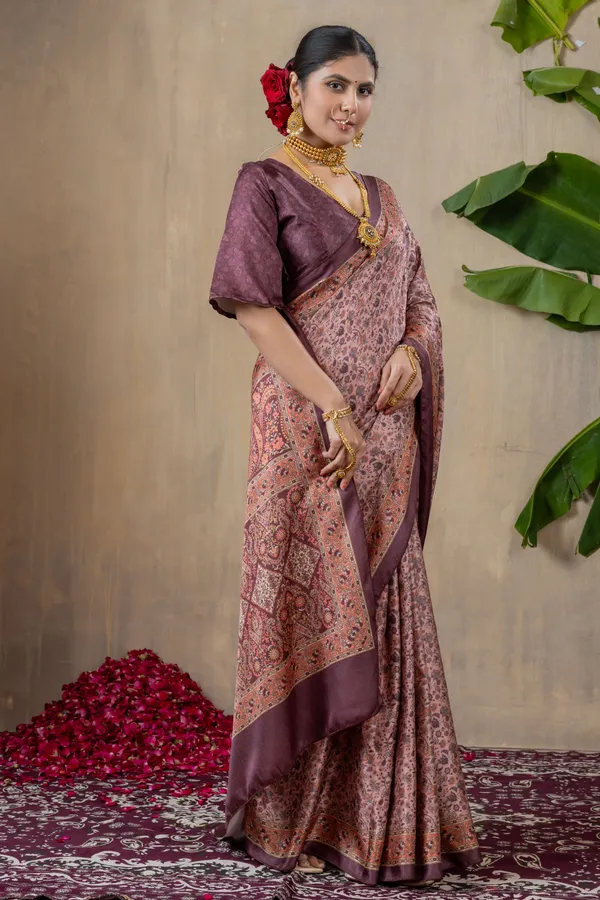 Rose_Pink_Pashmina_Silk_Saree_With_Unstitched_Blouse