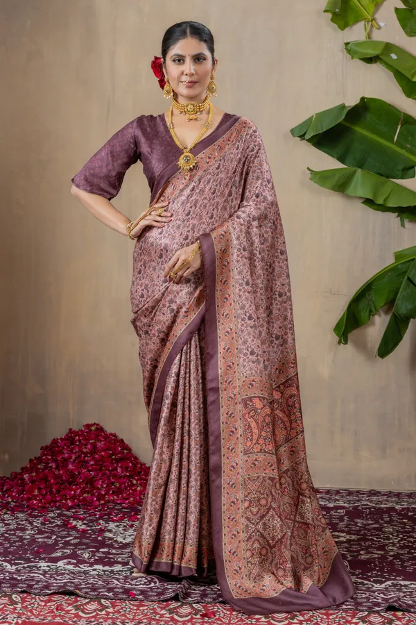 Rose_Pink_Pashmina_Silk_Saree_With_Unstitched_Blouse