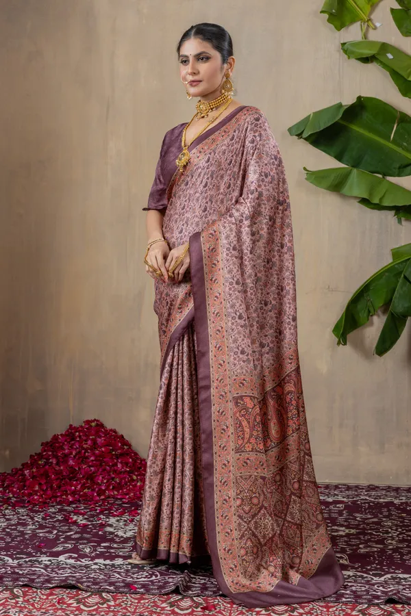 Rose_Pink_Pashmina_Silk_Saree_With_Unstitched_Blouse