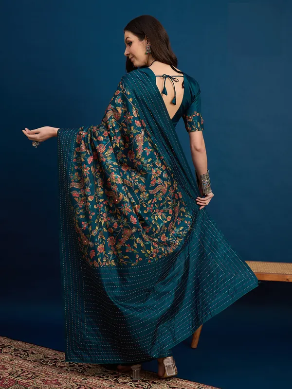 Midnight_Forest_Kozi_Silk_Saree_With_Unstitched_Blouse