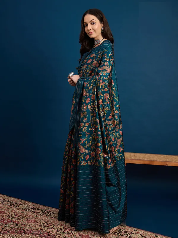 Midnight_Forest_Kozi_Silk_Saree_With_Unstitched_Blouse