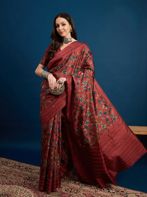 Radiant_Rust_Kozi_Silk_Saree_With_Unstitched_Blouse