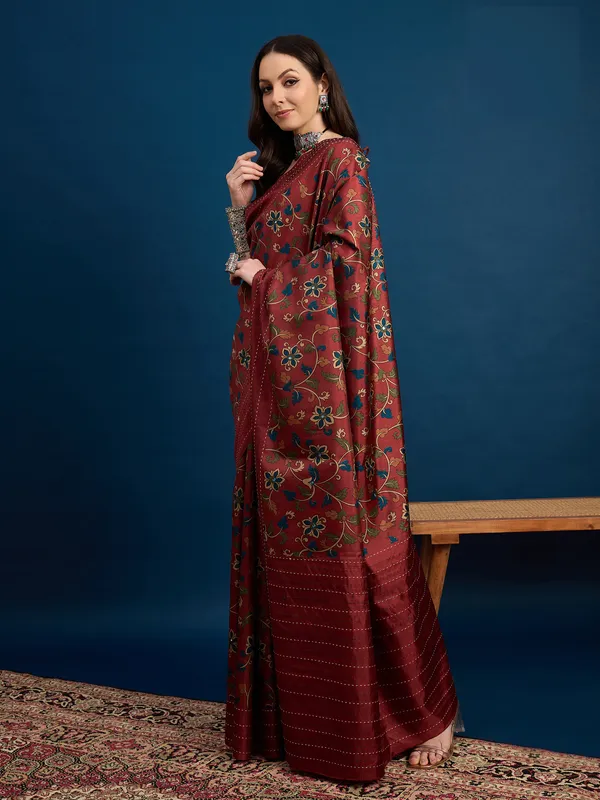 Radiant_Rust_Kozi_Silk_Saree_With_Unstitched_Blouse