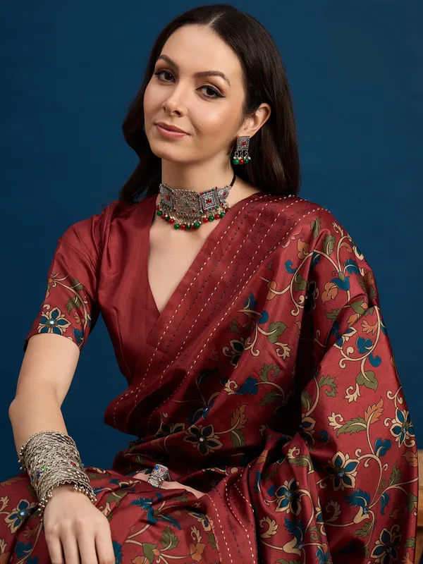 Radiant_Rust_Kozi_Silk_Saree_With_Unstitched_Blouse