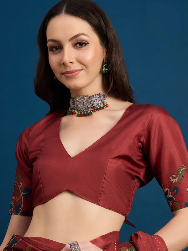 Radiant_Rust_Kozi_Silk_Saree_With_Unstitched_Blouse