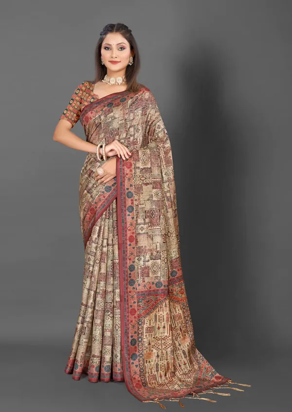 Rustic_Gold_Kozi_Silk_Saree_With_Unstitched_Blouse
