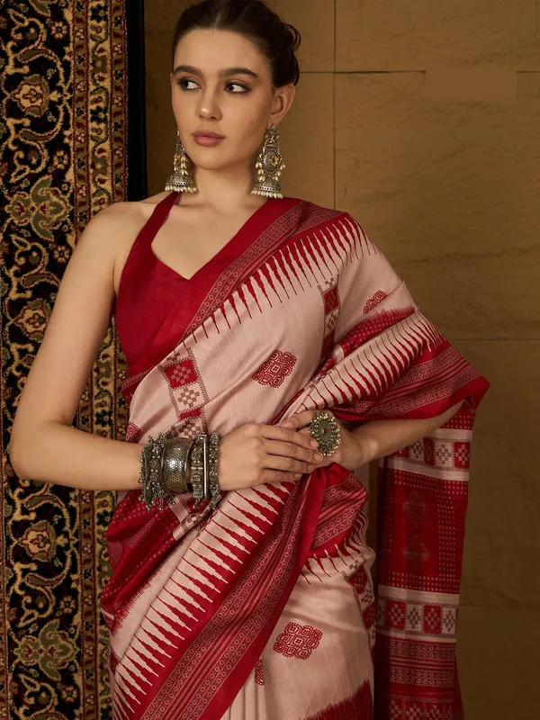 Vibrant_Red_&_Pink_Bhagalpuri_Cotton_Saree_With_Unstitched_Blouse