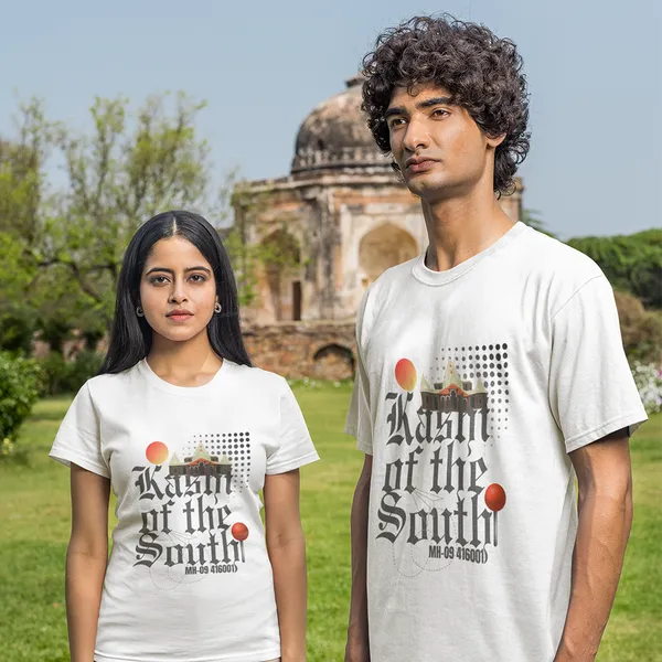 White_Kolhapur_Printed_Round_Neck_Unisex_T-Shirt