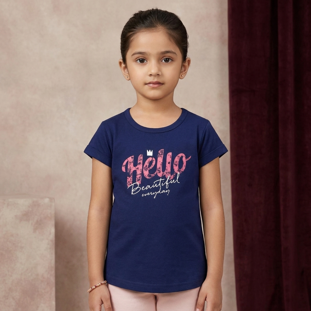 Navy_Blue_Graphic_Print_Round_Neck_T-Shirt_For_Girls